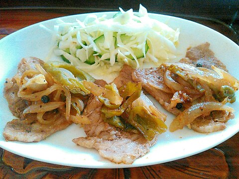 ピーマンと玉ねぎ豚ロースの香味焼き